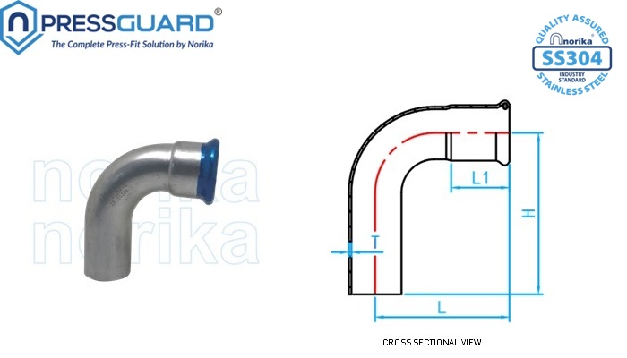 Stainless Steel 304 Press Fit 90 Deg Elbow (MxF)